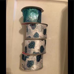 Christmas Ribbons. Blue white and silver.